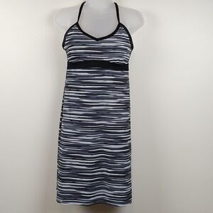 Athleta Shorebreak V-neck Racerback Gray Striped Athletic Dress Size Small